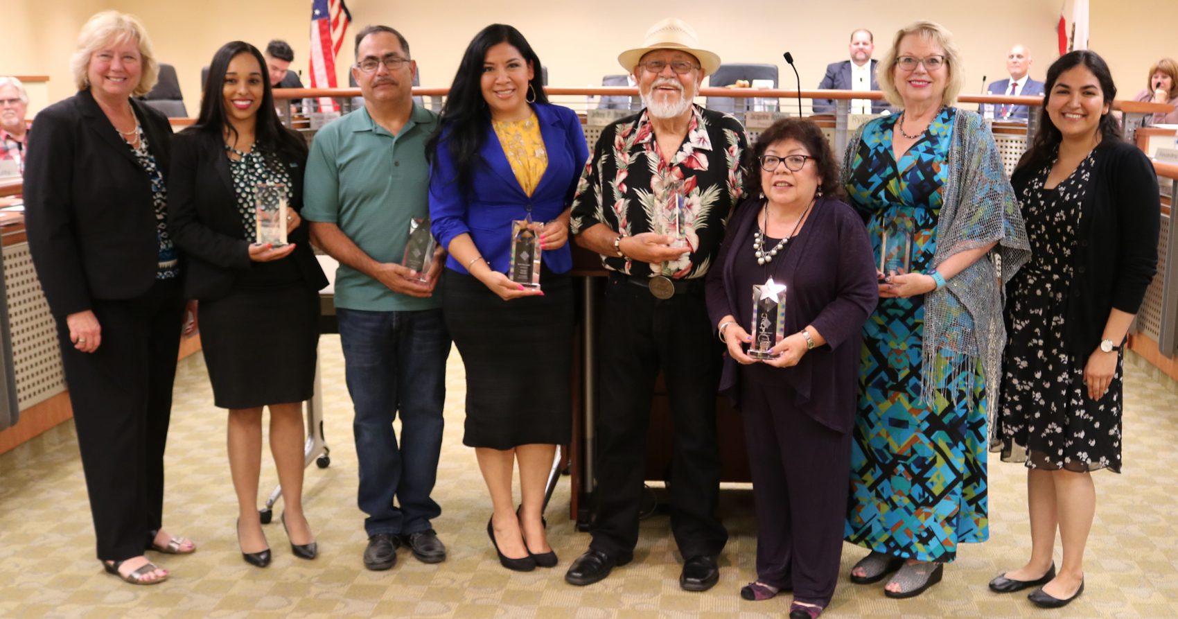 North Star awardees are honored at a board meeting.