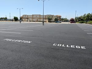 an empty overflow parking lot