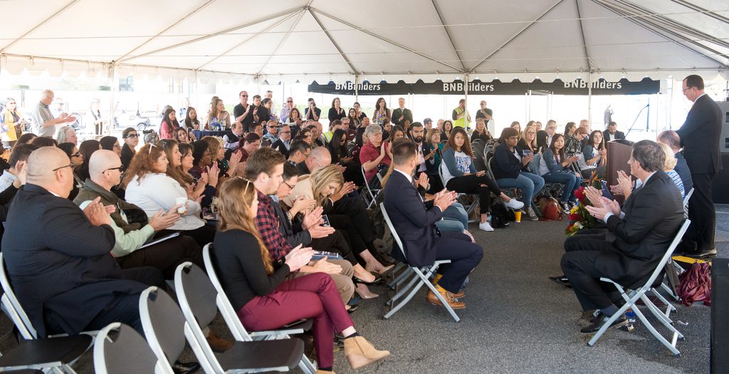 President Schulz speaks at the groundbreaking ceremony