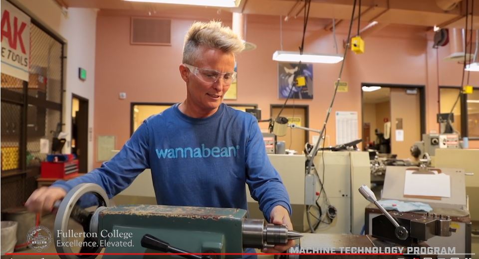 Jodie Davies is an avid surfer, who turned her stockpile of old wetsuits into an innovative material for jewelry thanks to the Machine Tool class at Fullerton College. Her company NextSession takes surf “trash” such as used wetsuits and surfboard resin to create unique products to raise money for our oceans.