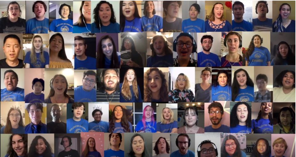 A huge photo grid of student singers