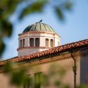 Photo of dome on top of Building 600 soaring over the Fullerton College campus.